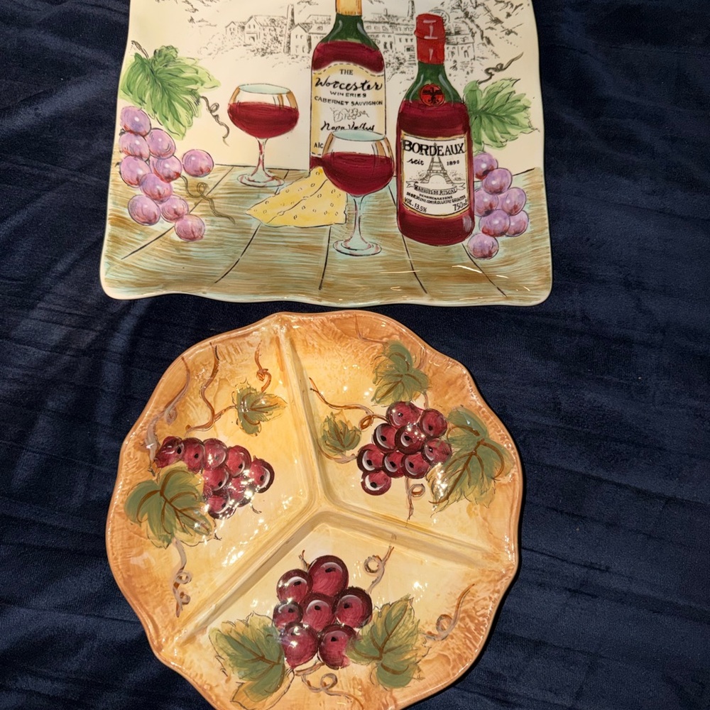 Grapevine Wine Themed Ceramic Plate Set